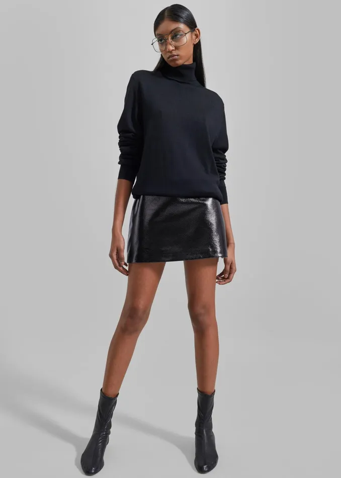 The Frankie Shop Bottoms Mary Crackled Faux Leather Mini Skirt 8211 Black 8211 Women