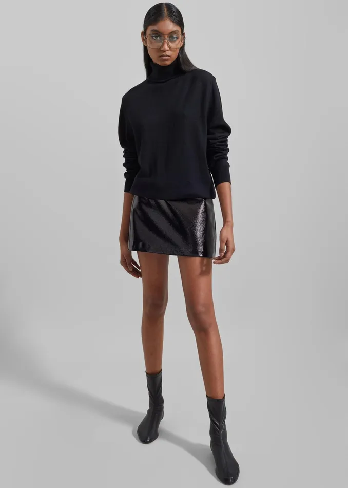 The Frankie Shop Bottoms Mary Crackled Faux Leather Mini Skirt 8211 Black 8211 Women