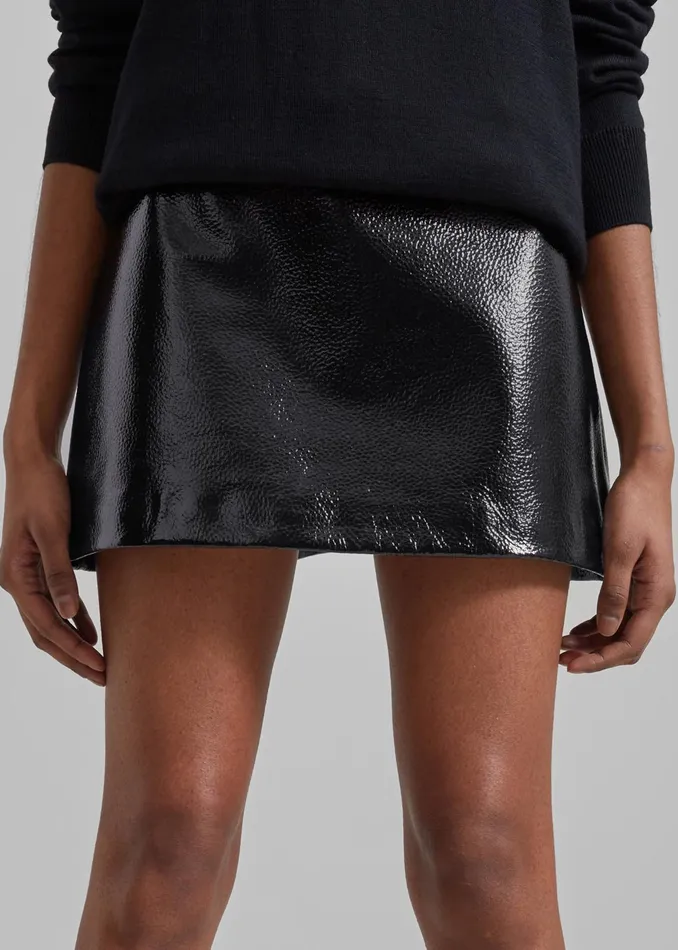 The Frankie Shop Bottoms Mary Crackled Faux Leather Mini Skirt 8211 Black 8211 Women