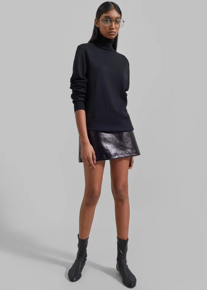 The Frankie Shop Bottoms Mary Crackled Faux Leather Mini Skirt 8211 Black 8211 Women