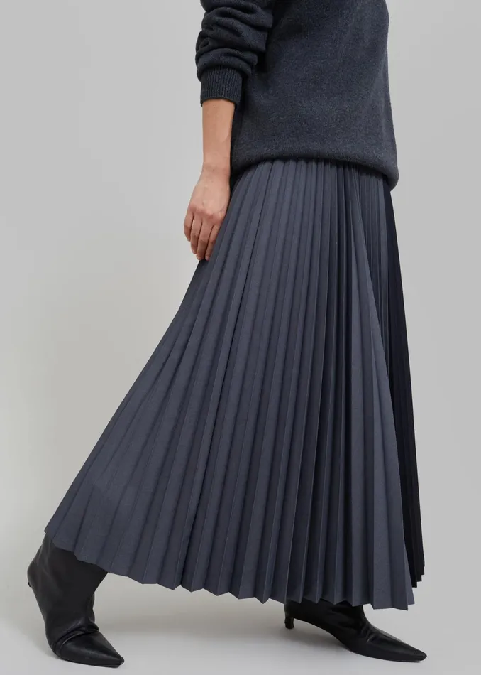 The Frankie Shop Bottoms Orem Pleated Skirt 8211 Charcoal 8211 Women