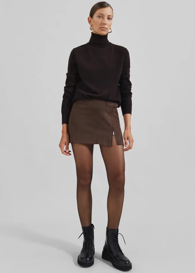 The Frankie Shop Bottoms Polly Faux Suede Mini Skirt 8211 Brown 8211 Women