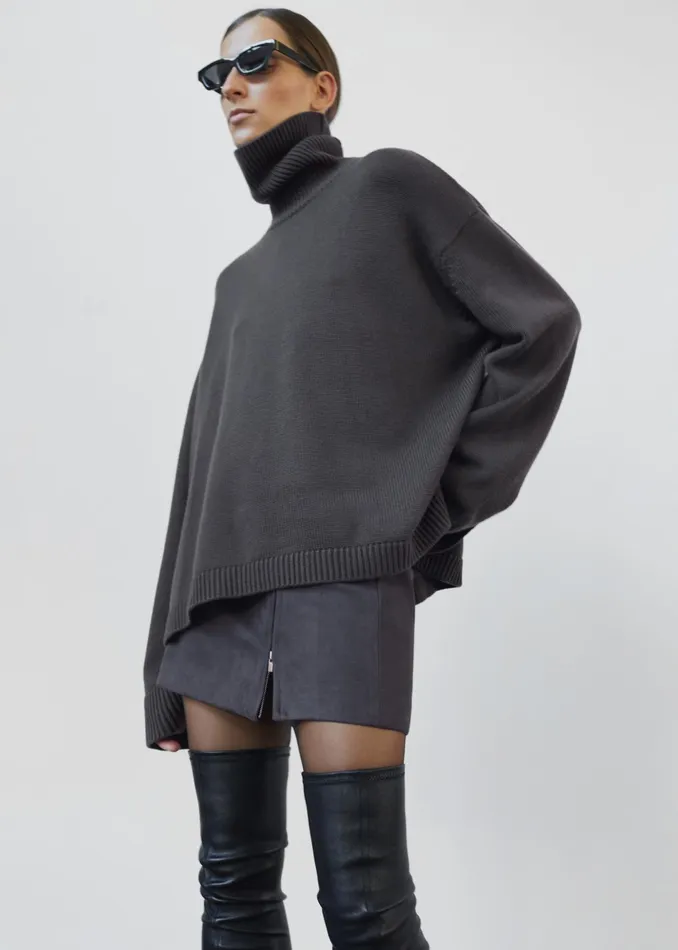 The Frankie Shop Bottoms Polly Faux Suede Mini Skirt 8211 Charcoal 8211 Women