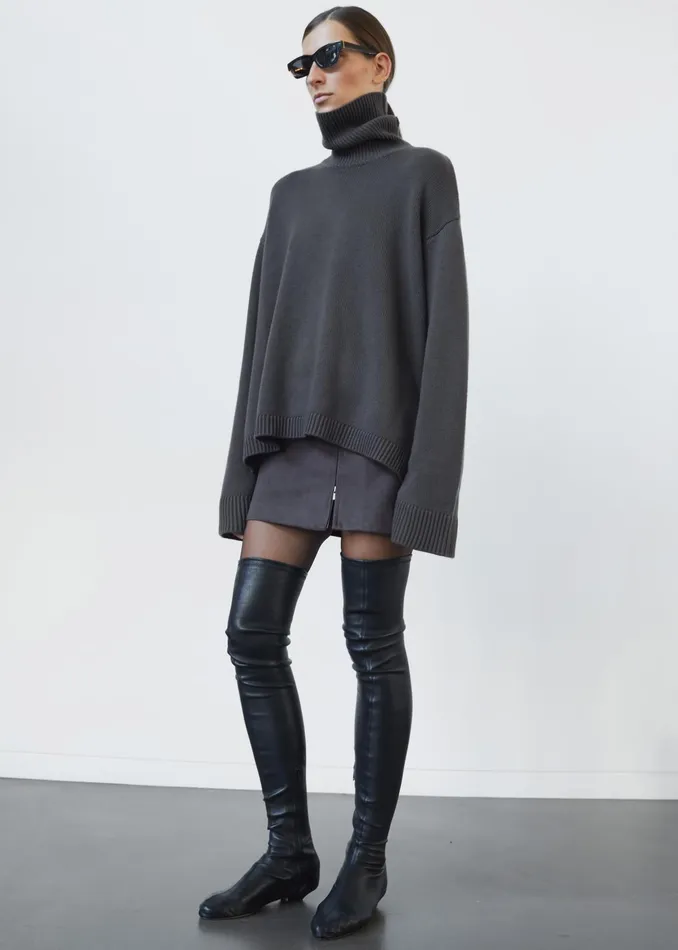 The Frankie Shop Bottoms Polly Faux Suede Mini Skirt 8211 Charcoal 8211 Women