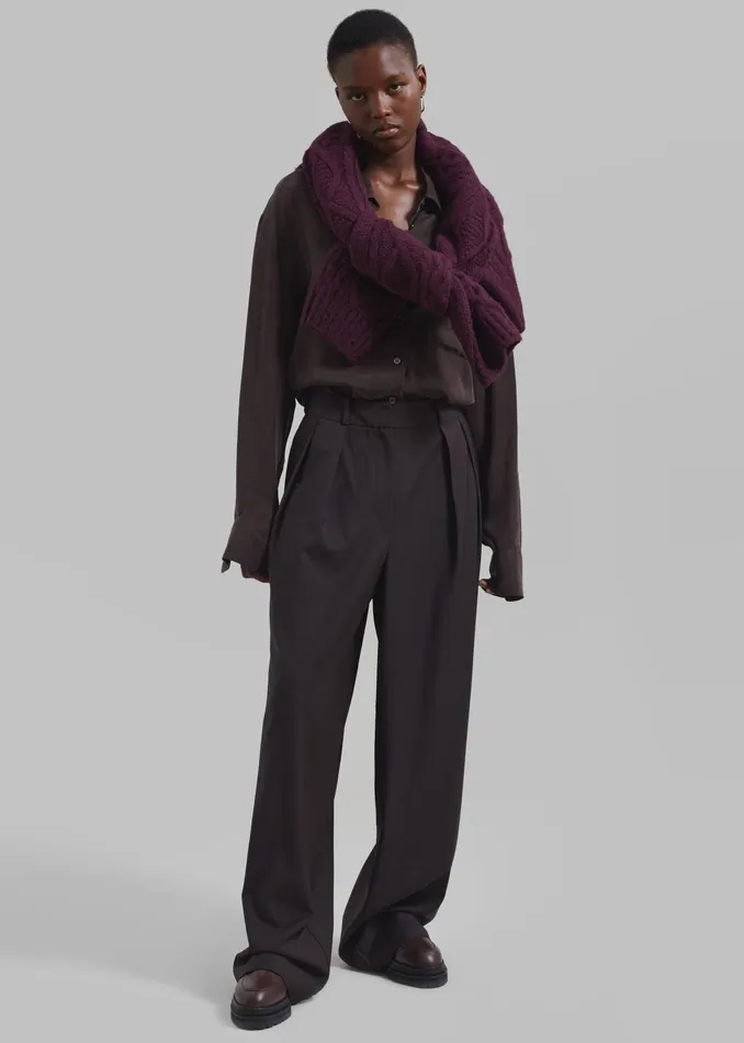 The Frankie Shop Bottoms Ripley Pleated Trousers 8211 Brown 8211 Women