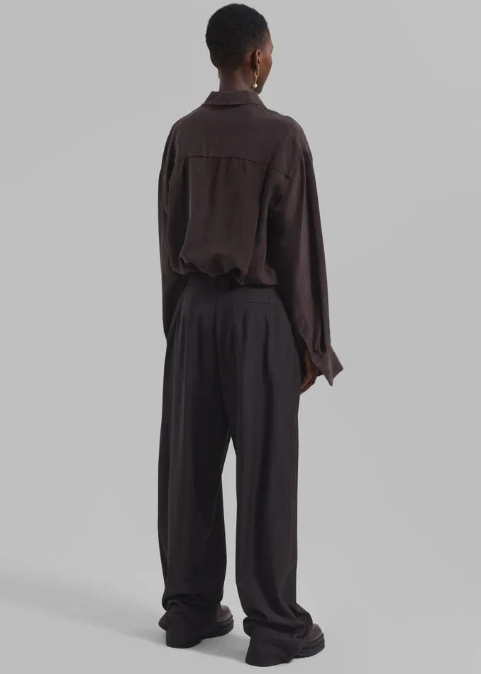 The Frankie Shop Bottoms Ripley Pleated Trousers 8211 Brown 8211 Women