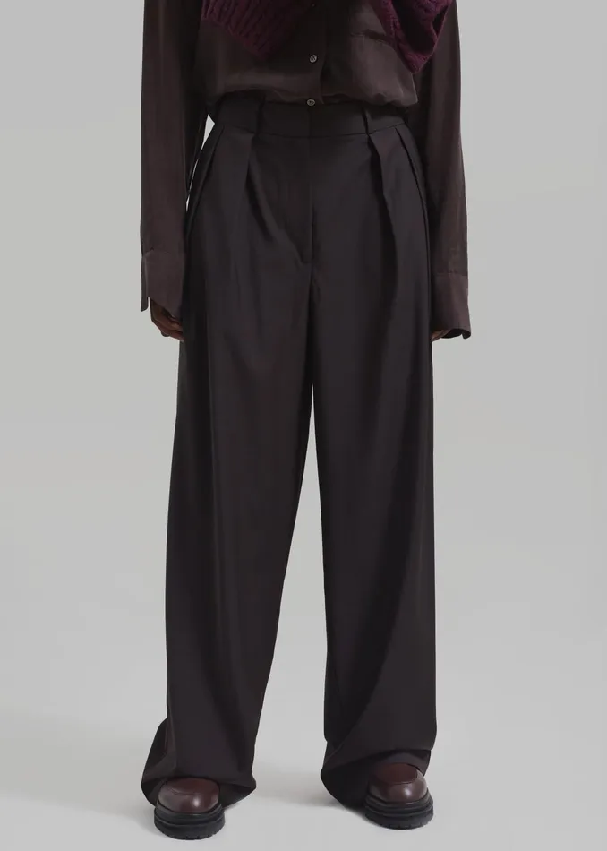The Frankie Shop Bottoms Ripley Pleated Trousers 8211 Brown 8211 Women