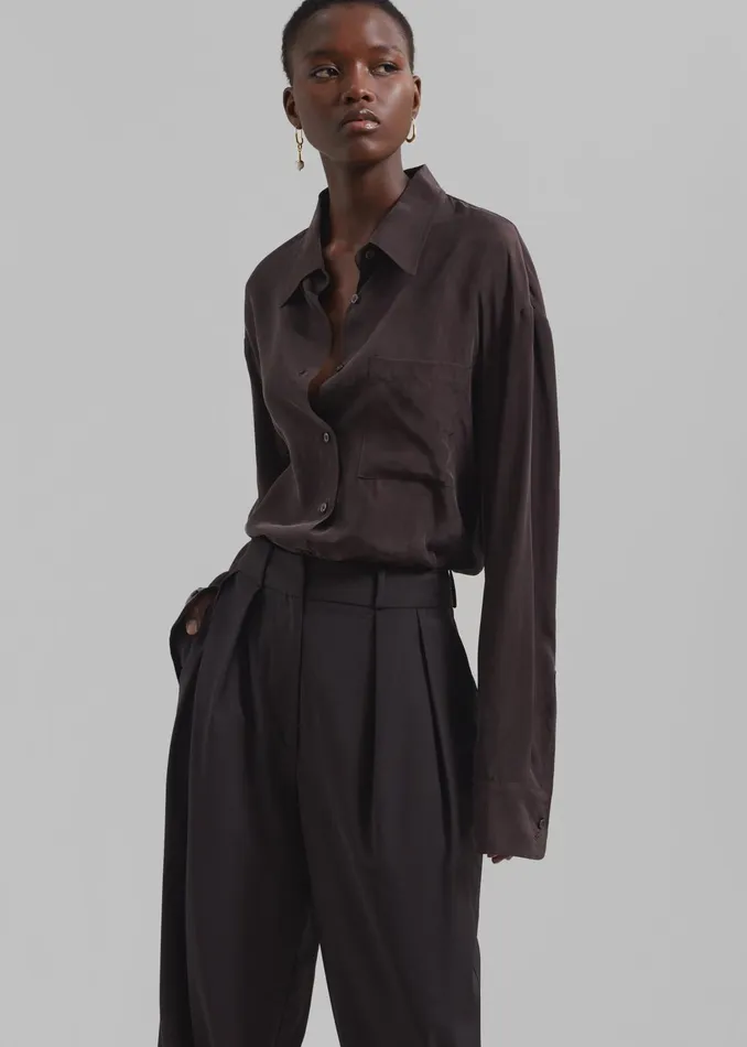 The Frankie Shop Bottoms Ripley Pleated Trousers 8211 Brown 8211 Women