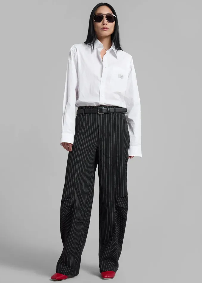 The Frankie Shop Bottoms Rotate Cargo Pants 8211 Black Pinstripe 8211 Women