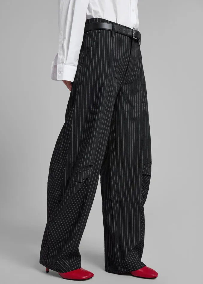 The Frankie Shop Bottoms Rotate Cargo Pants 8211 Black Pinstripe 8211 Women