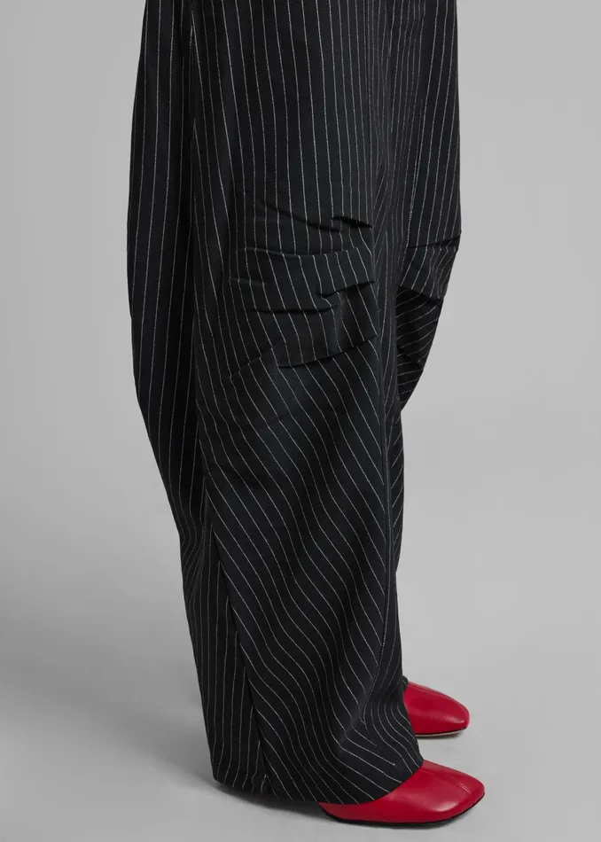 The Frankie Shop Bottoms Rotate Cargo Pants 8211 Black Pinstripe 8211 Women