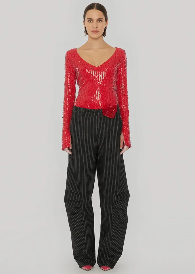 The Frankie Shop Bottoms Rotate Cargo Pants 8211 Black Pinstripe 8211 Women
