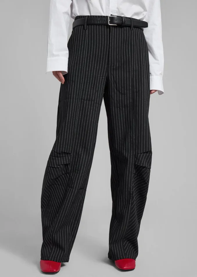 The Frankie Shop Bottoms Rotate Cargo Pants 8211 Black Pinstripe 8211 Women