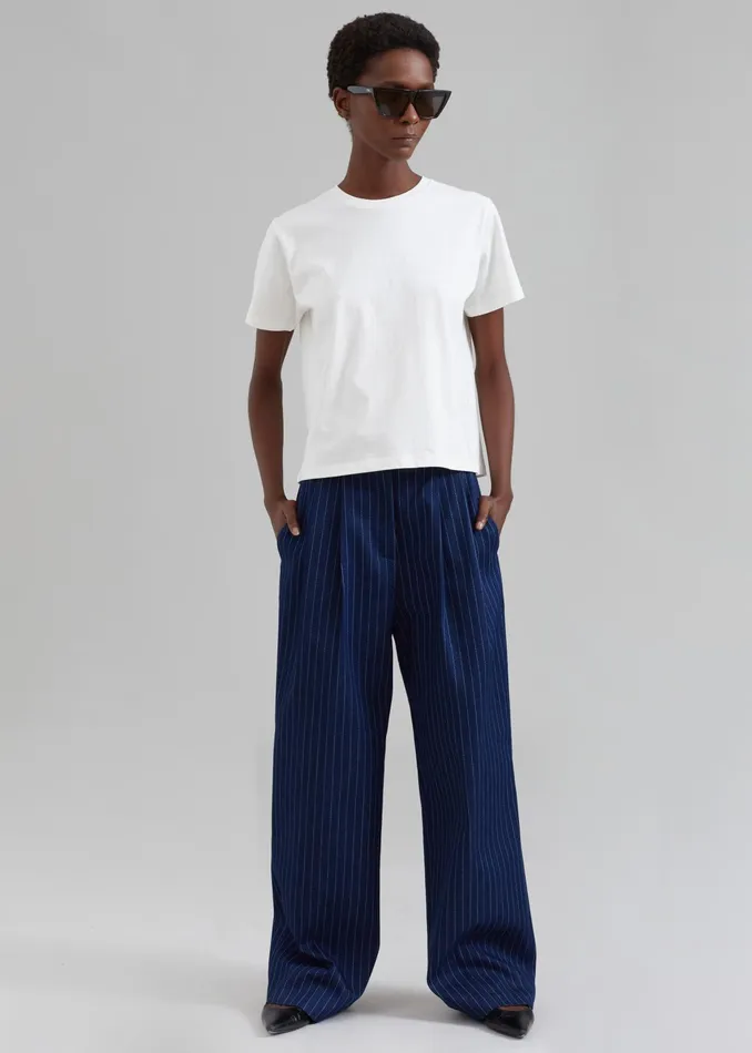 The Frankie Shop Bottoms Tansy Denim Pants 8211 Navy Pinstripe 8211 Women