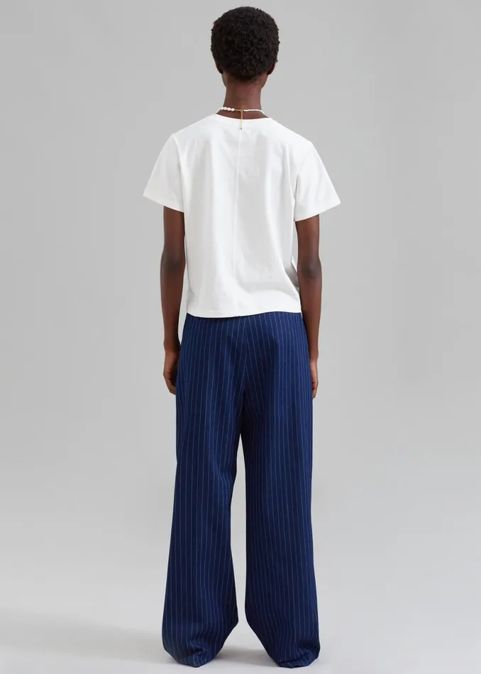 The Frankie Shop Bottoms Tansy Denim Pants 8211 Navy Pinstripe 8211 Women