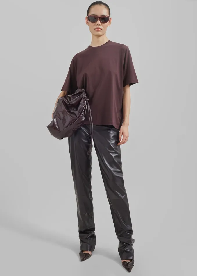 The Frankie Shop Bottoms Ziggy Long Leather Pants 8211 Dark Plum 8211 Women