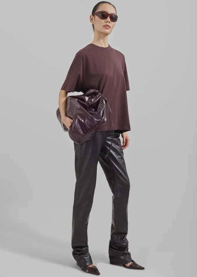 The Frankie Shop Bottoms Ziggy Long Leather Pants 8211 Dark Plum 8211 Women