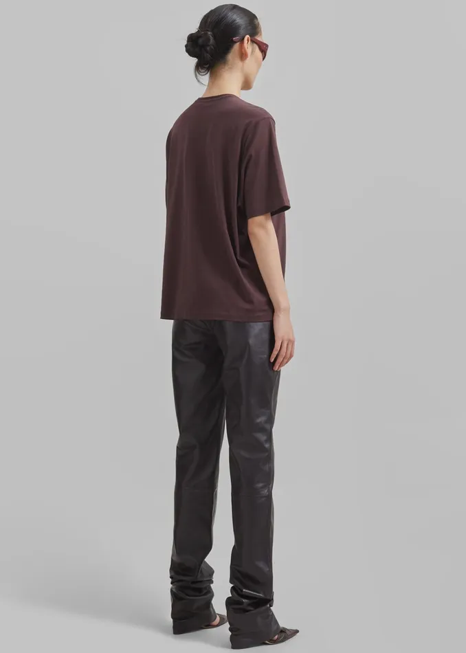The Frankie Shop Bottoms Ziggy Long Leather Pants 8211 Dark Plum 8211 Women