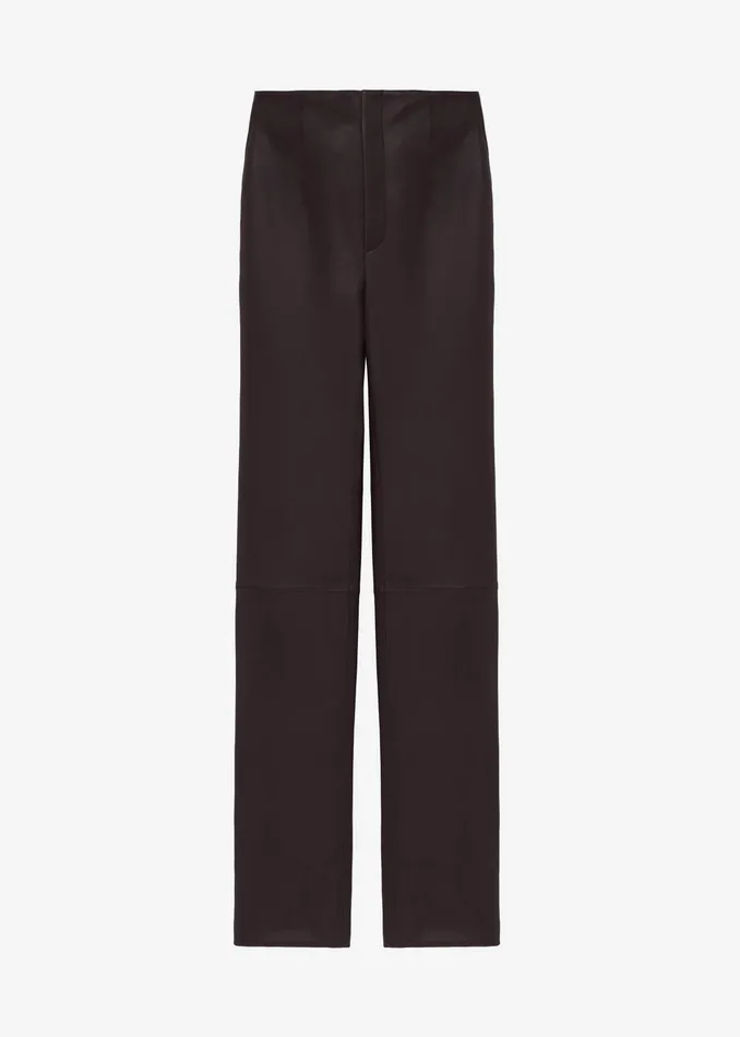 The Frankie Shop Bottoms Ziggy Long Leather Pants 8211 Dark Plum 8211 Women