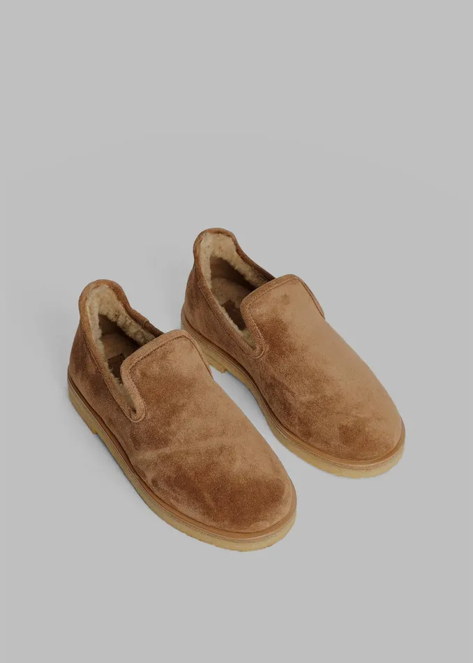 The Frankie Shop By Malene Birger Romine Suede Slippers 8211 Tobacco Brown 8211 Women
