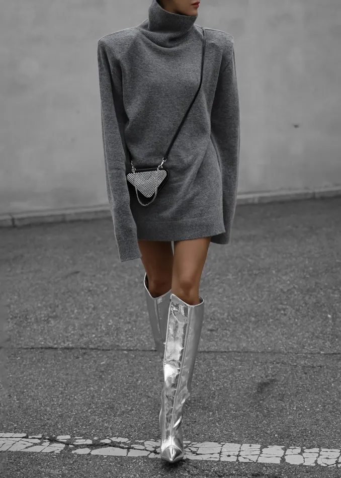 The Frankie Shop Dresses Emilia Mini Padded Sweater Dress 8211 Grey 8211 Women