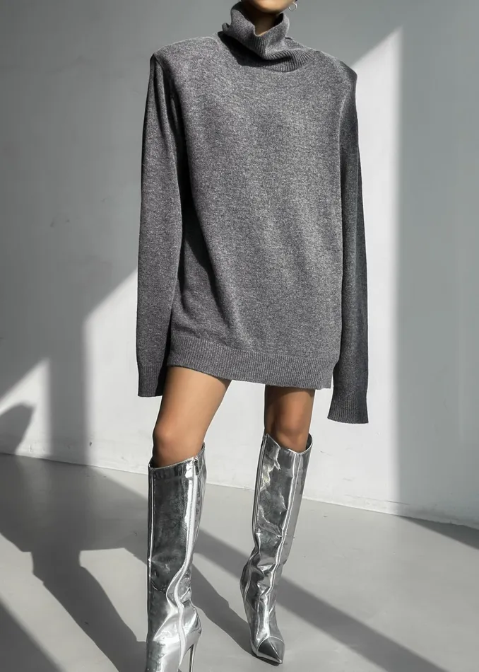 The Frankie Shop Dresses Emilia Mini Padded Sweater Dress 8211 Grey 8211 Women
