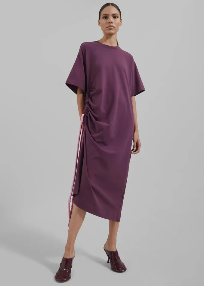 The Frankie Shop Dresses Jw Anderson Satin Tie TShirt Dress 8211 Plum 8211 Women