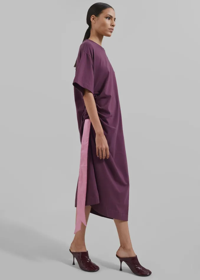 The Frankie Shop Dresses Jw Anderson Satin Tie TShirt Dress 8211 Plum 8211 Women