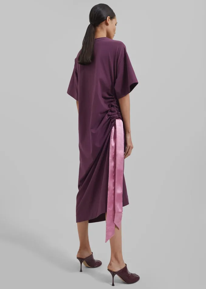 The Frankie Shop Dresses Jw Anderson Satin Tie TShirt Dress 8211 Plum 8211 Women