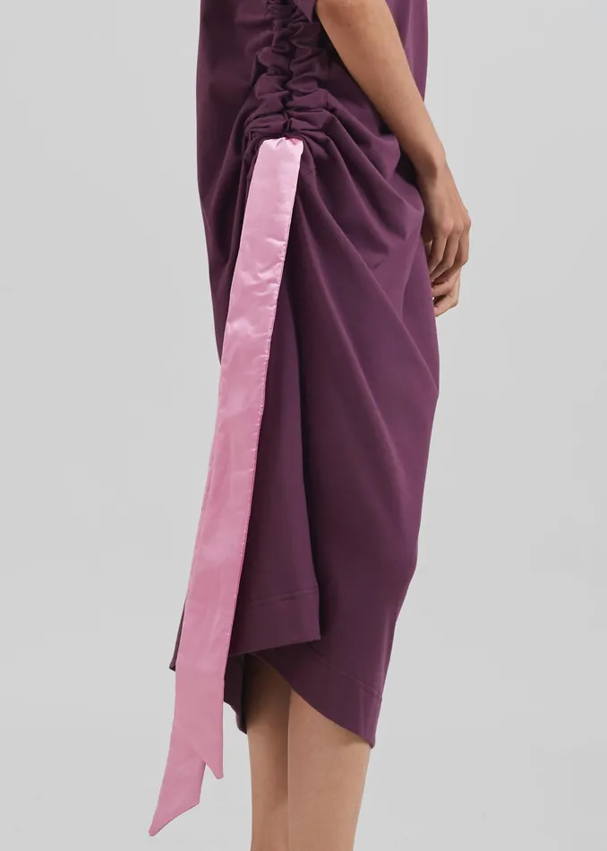The Frankie Shop Dresses Jw Anderson Satin Tie TShirt Dress 8211 Plum 8211 Women