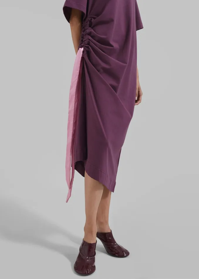 The Frankie Shop Dresses Jw Anderson Satin Tie TShirt Dress 8211 Plum 8211 Women