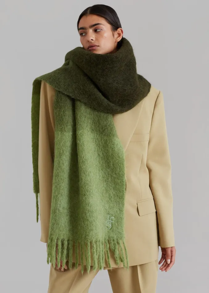 The Frankie Shop Frankie Lanne Scarf 8211 Olive Gradient 8211 Women