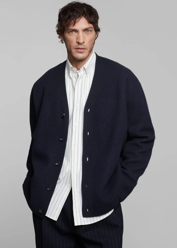 The Frankie Shop Knitwear Beck Wool Cardigan 8211 Navy 8211 Men