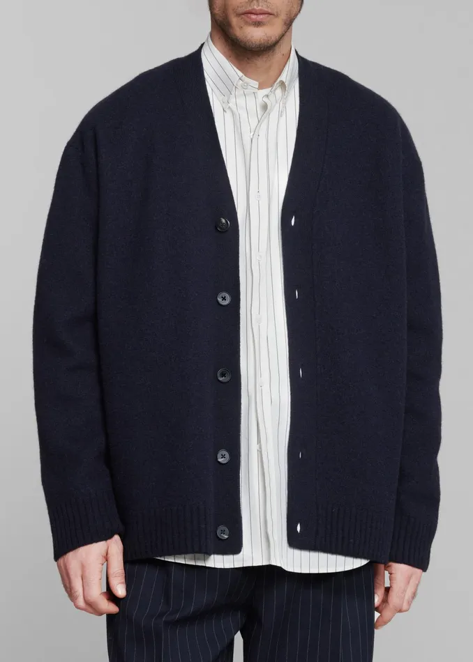 The Frankie Shop Knitwear Beck Wool Cardigan 8211 Navy 8211 Men