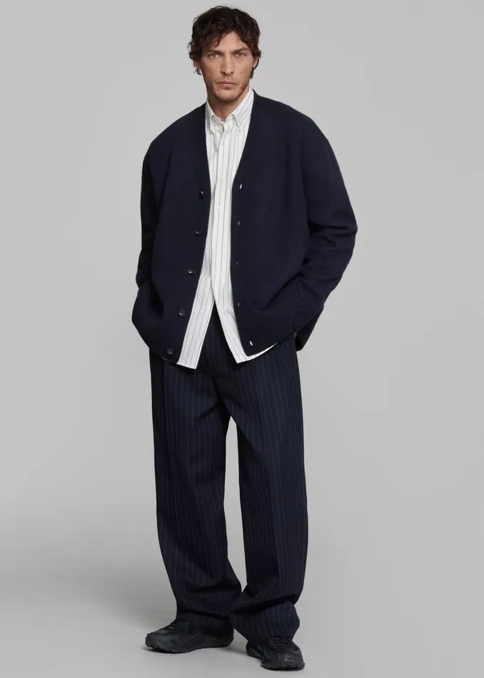 The Frankie Shop Knitwear Beck Wool Cardigan 8211 Navy 8211 Men