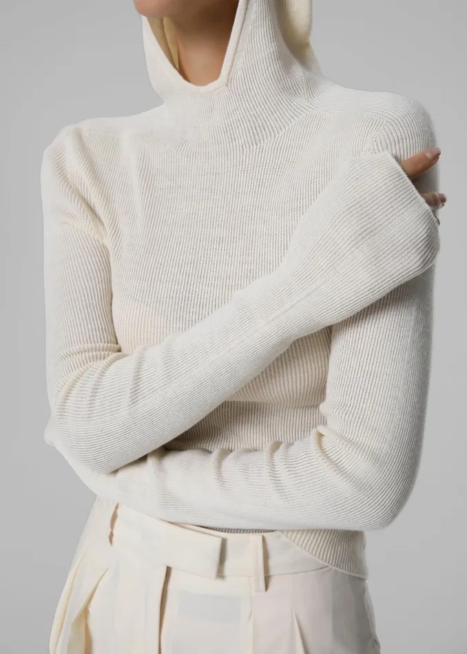 The Frankie Shop Knitwear Brandi Knit Hoodie Top 8211 White 8211 Women