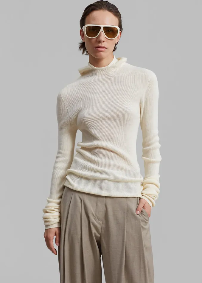 The Frankie Shop Knitwear Brandi Knit Hoodie Top 8211 White 8211 Women
