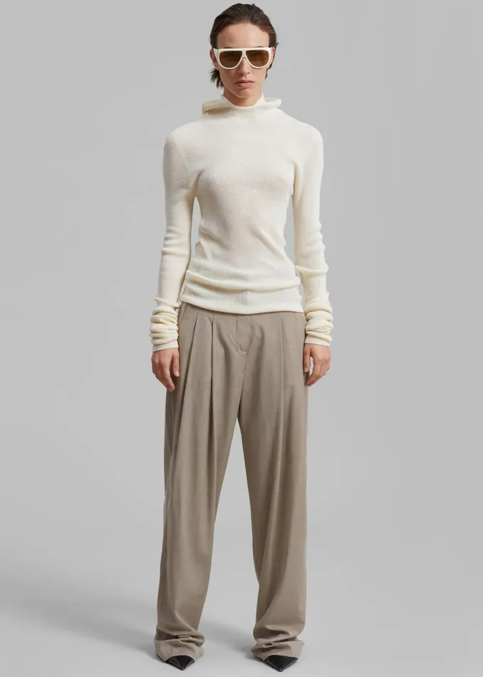 The Frankie Shop Knitwear Brandi Knit Hoodie Top 8211 White 8211 Women