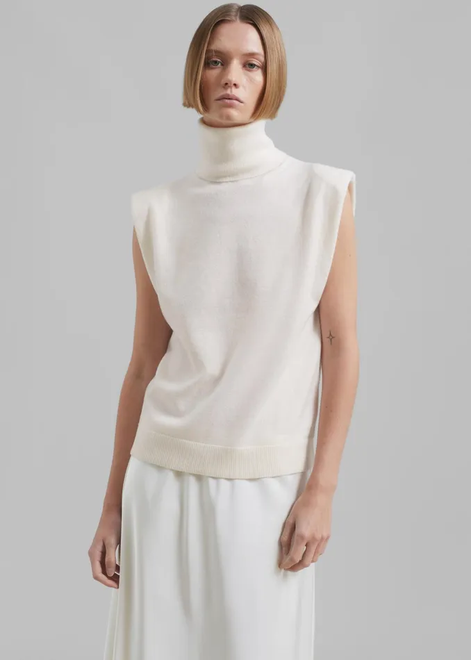 The Frankie Shop Knitwear Nadia Thin Padded Sleeveless Turtleneck 8211 Ivory 8211 Women The Frankie Shop Knitwear Nadia Thin Padded Sleeveless Turtleneck 8211 Ivory 8211 Women