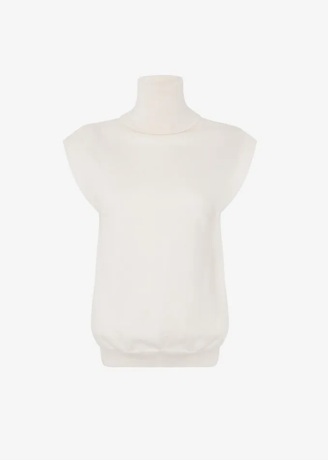 The Frankie Shop Knitwear Nadia Thin Padded Sleeveless Turtleneck 8211 Ivory 8211 Women