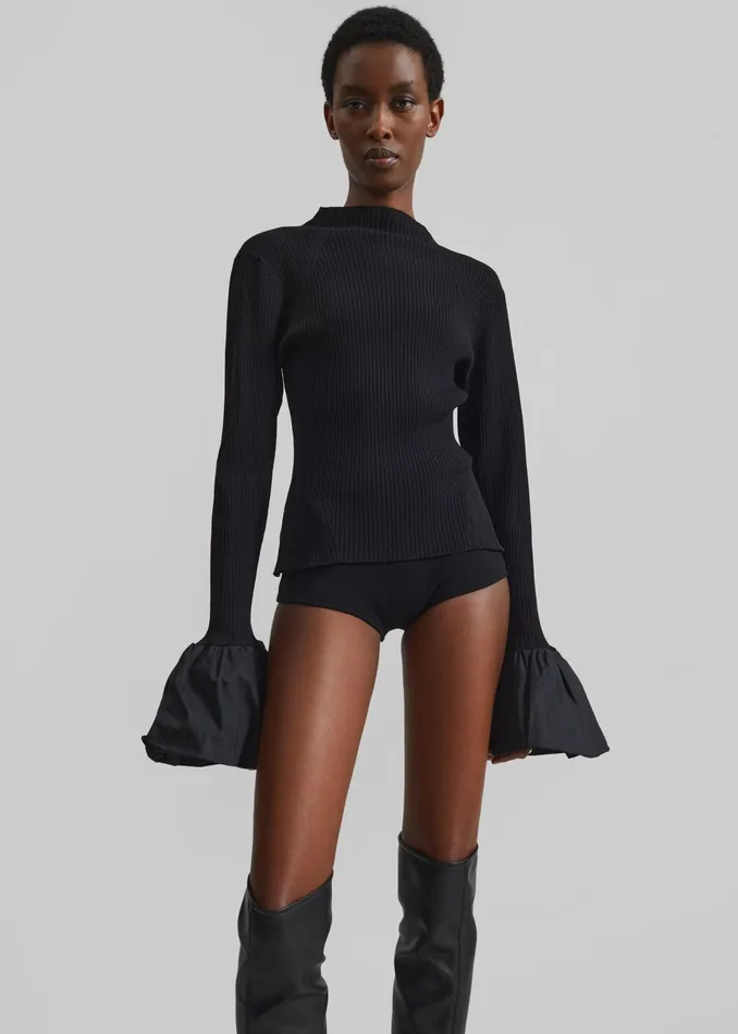 The Frankie Shop Knitwear Rotate Knit High Neck Top 8211 Black 8211 Women