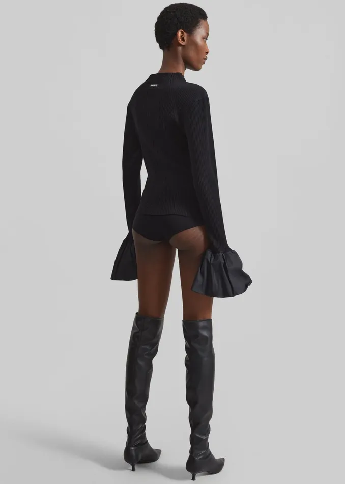 The Frankie Shop Knitwear Rotate Knit High Neck Top 8211 Black 8211 Women