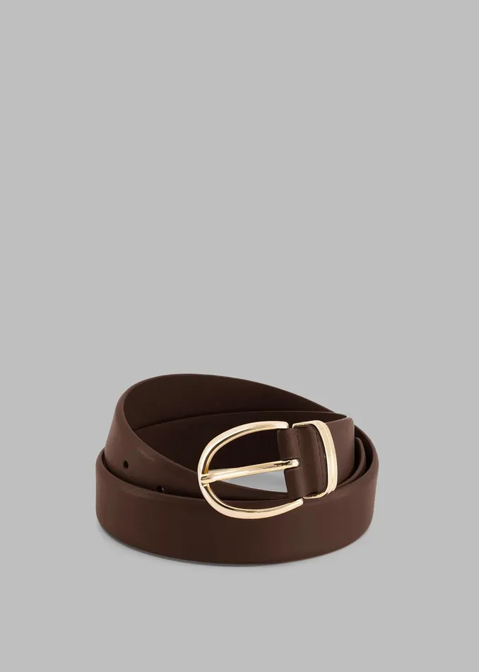 The Frankie Shop Ora Leather Belt 8211 BrownGold 8211 Women