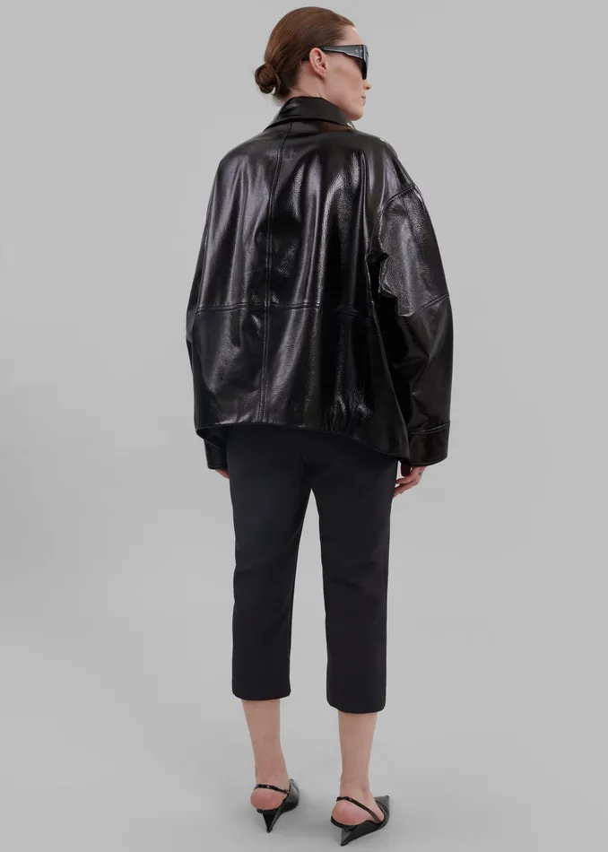 The Frankie Shop Outerwear Arbor Crackled Faux Leather Jacket 8211 Black 8211 Women