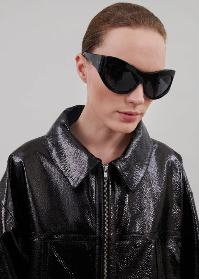 The Frankie Shop Outerwear Arbor Crackled Faux Leather Jacket 8211 Black 8211 Women