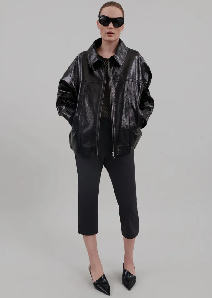 The Frankie Shop Outerwear Arbor Crackled Faux Leather Jacket 8211 Black 8211 Women