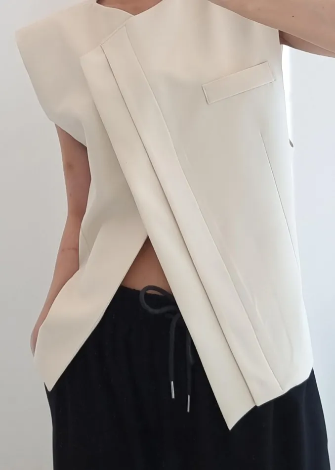 The Frankie Shop Outerwear Ashton Cross Vest 8211 Cream 8211 Women