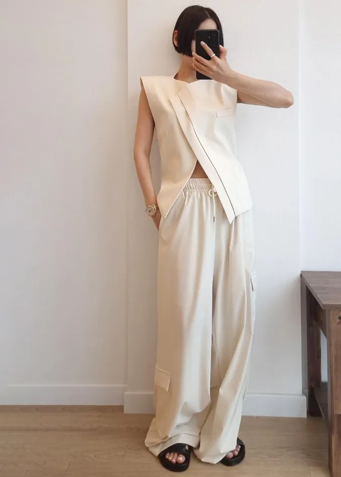 The Frankie Shop Outerwear Ashton Cross Vest 8211 Cream 8211 Women
