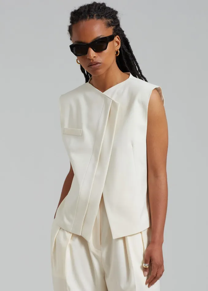 The Frankie Shop Outerwear Ashton Cross Vest 8211 Cream 8211 Women