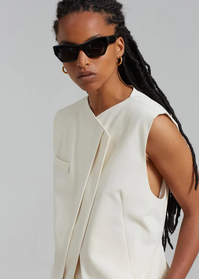The Frankie Shop Outerwear Ashton Cross Vest 8211 Cream 8211 Women